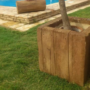 macetero cuadrado recreación madera